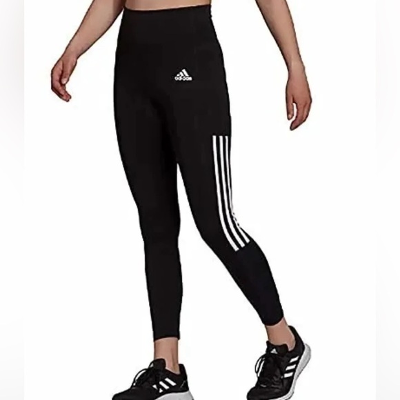 ADIDAS AEROREADY Lightweight High Rise 3-Stripe Mesh 7/8 Leggings Size Small - Picture 1 of 16